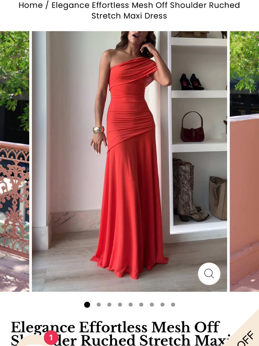 Effortless One-Shoulder Ruched Maxi Dress in orange